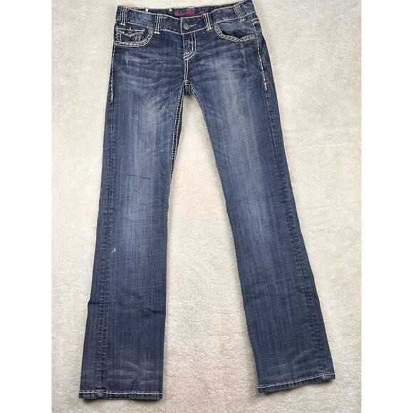 Rock and Roll Cowgirl Jeans 27x34 Rival Low Rise Boot Cut Button Flap Pockets - Picture 1 of 9